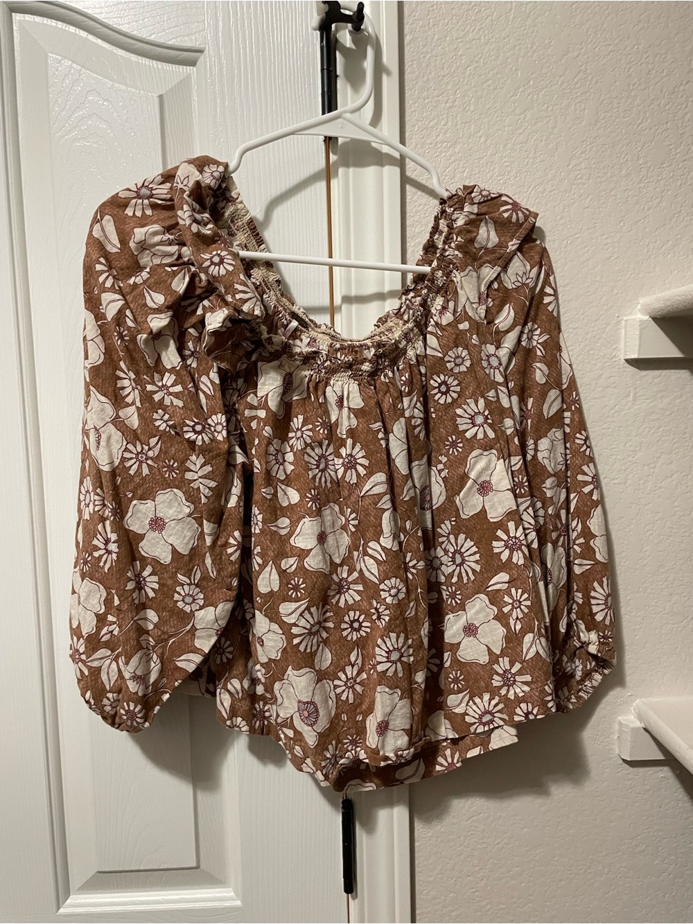Free People Smocked Neck Blouse